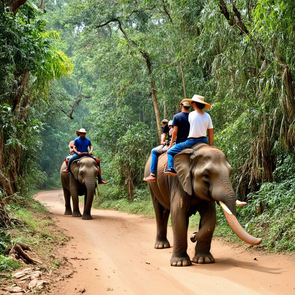 Elephant riding in Yok Don National Park