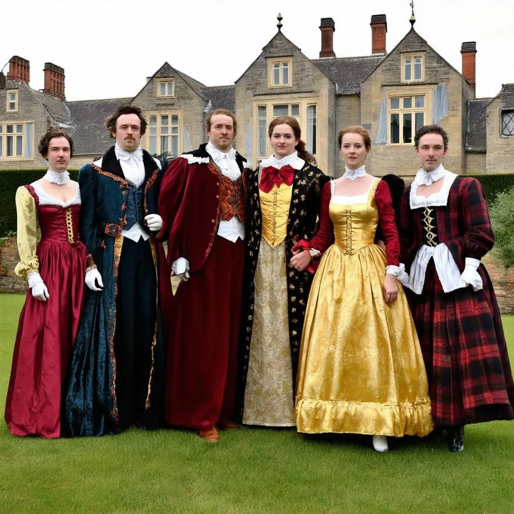 People dressed in Elizabethan era clothing