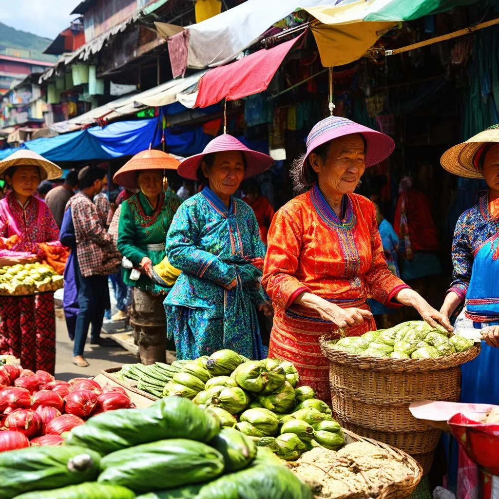 ethnic market in ha giang