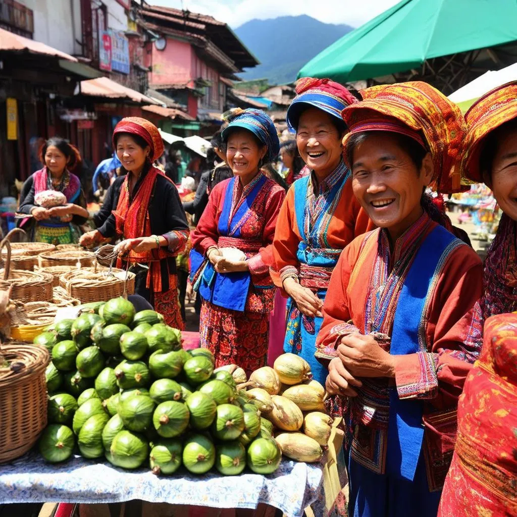 Smiling ethnic minority villagers in Sapa