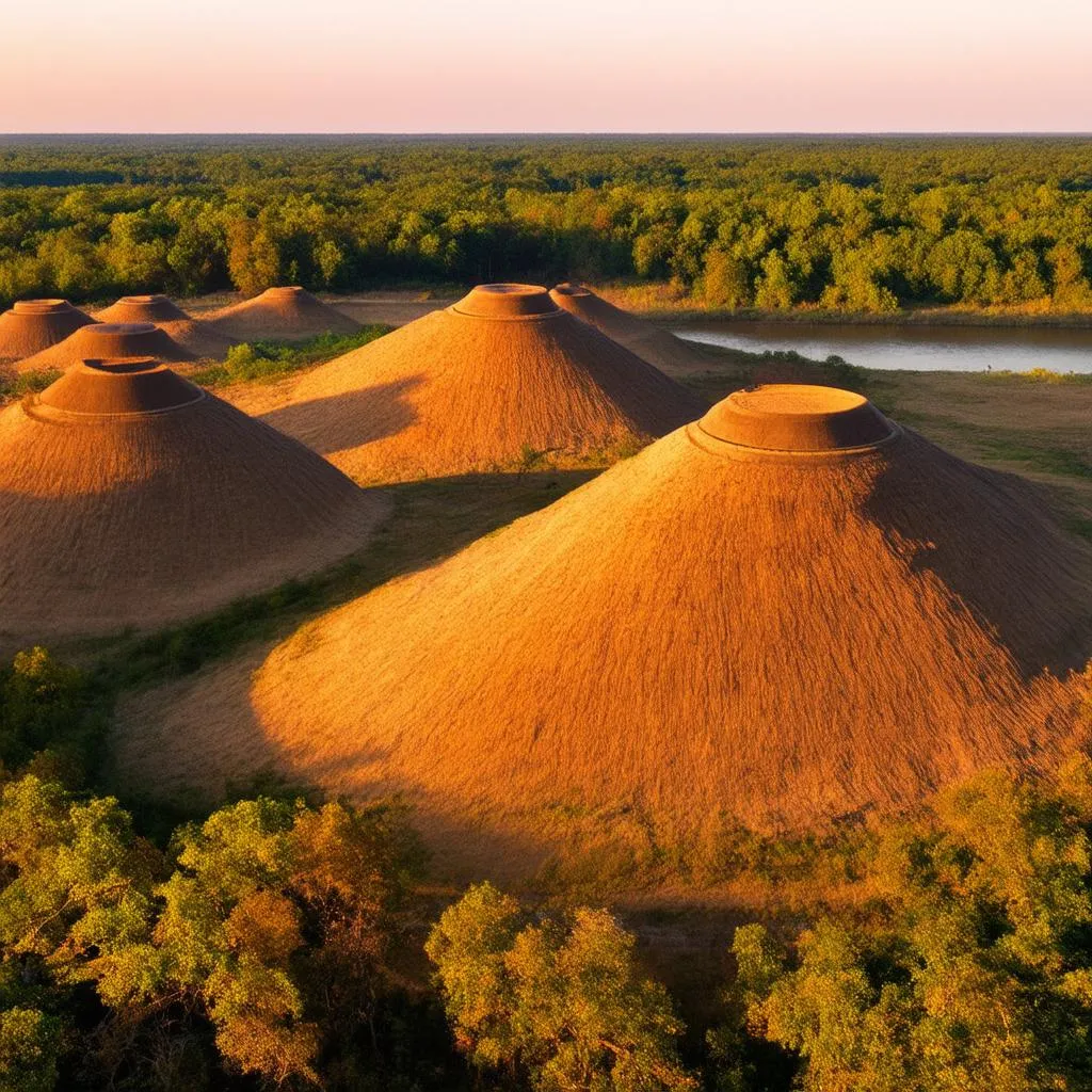 Etowah Indian Mounds at sunset