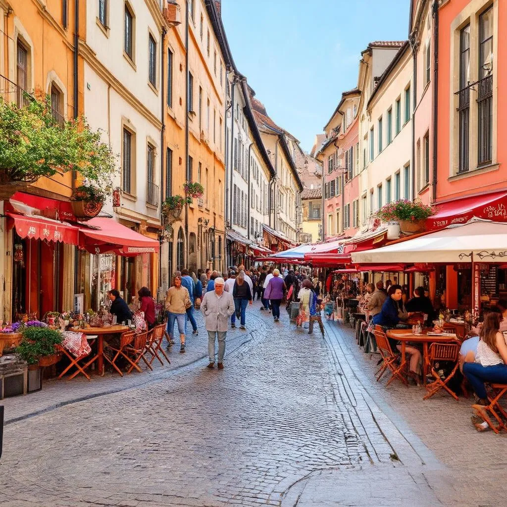 Street scene in a European city