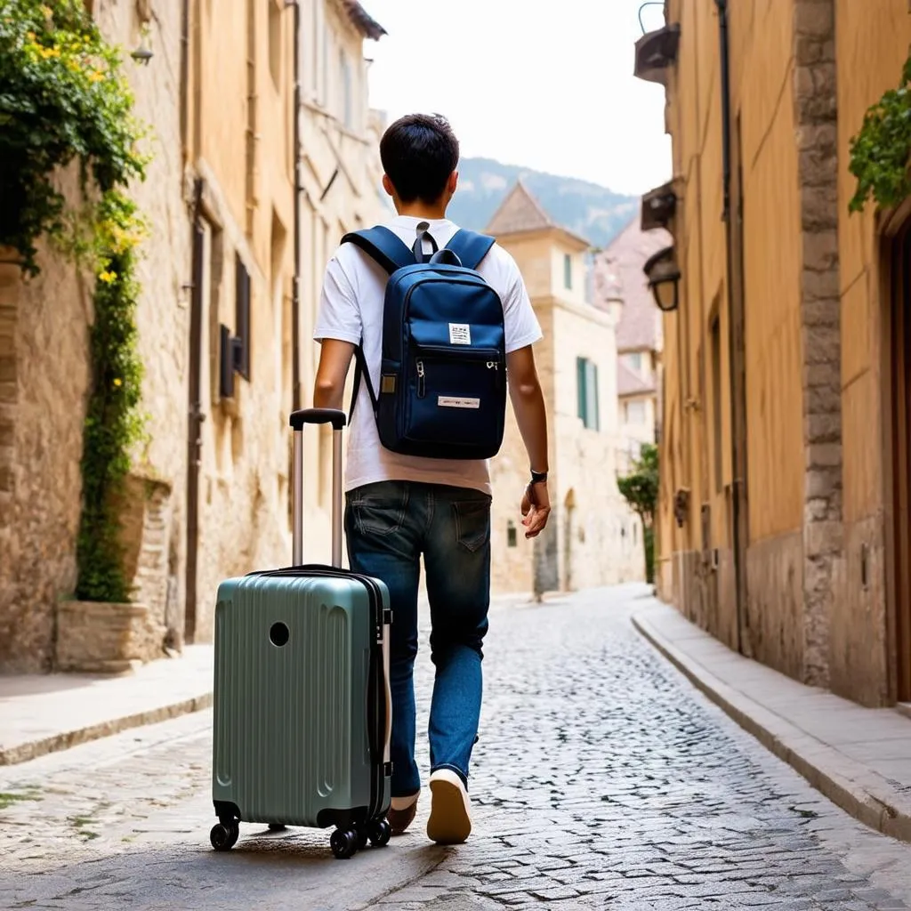 Exploring a City with a Carry-on Suitcase