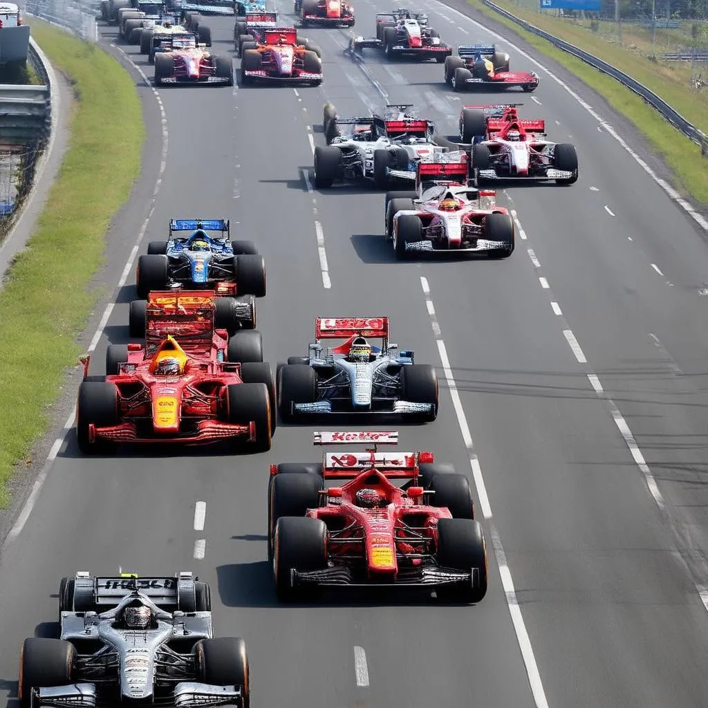 Formula 1 truck convoy