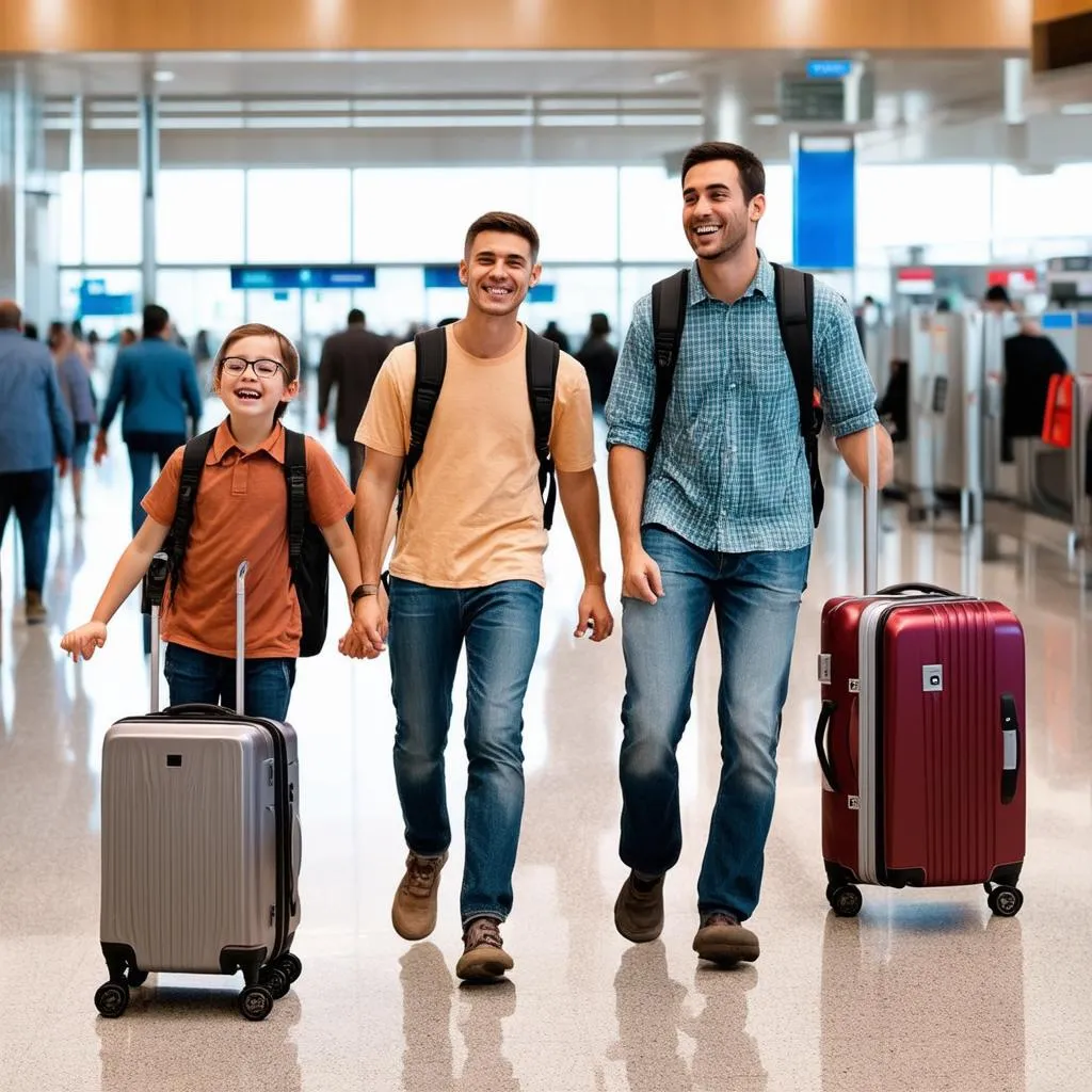 Family Traveling with Luggage