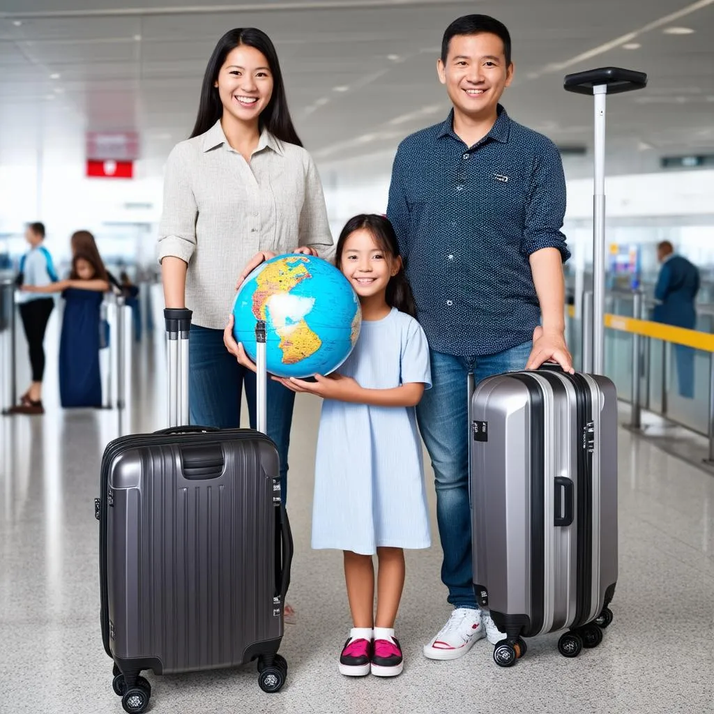 Family at Airport with Luggage