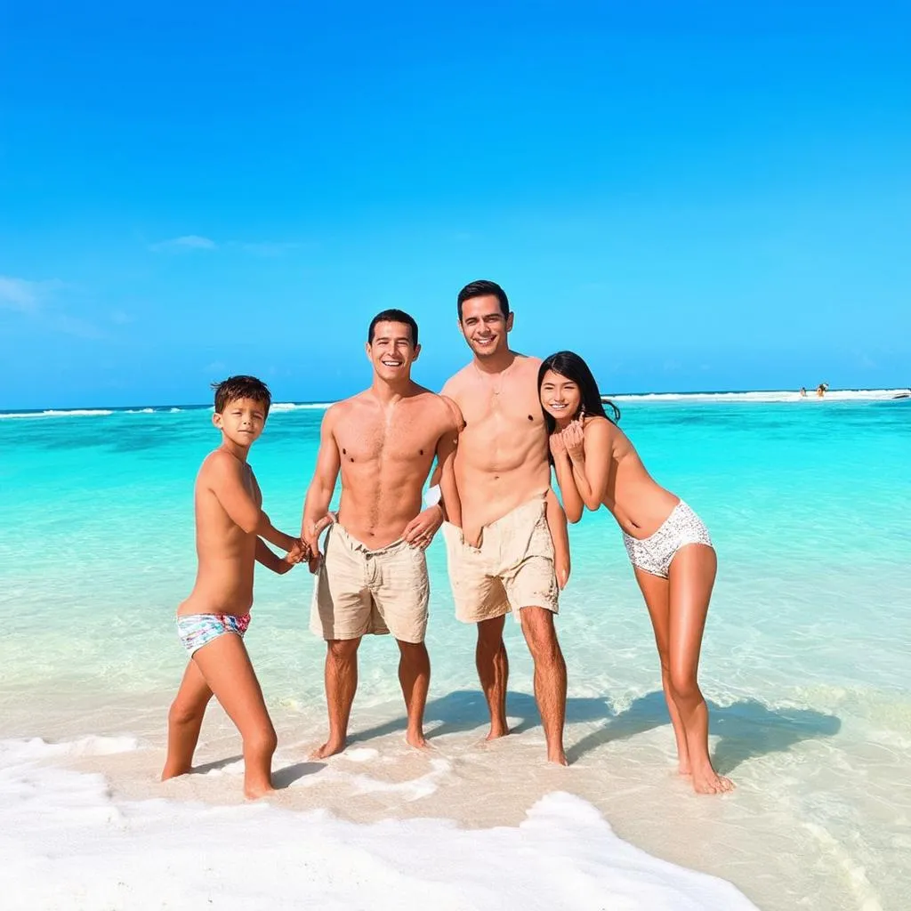 family on the beach