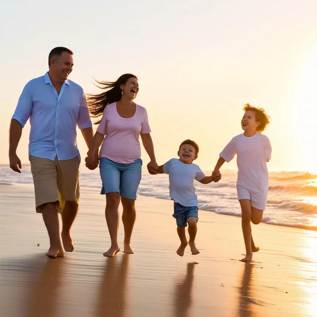 family vacation on the beach