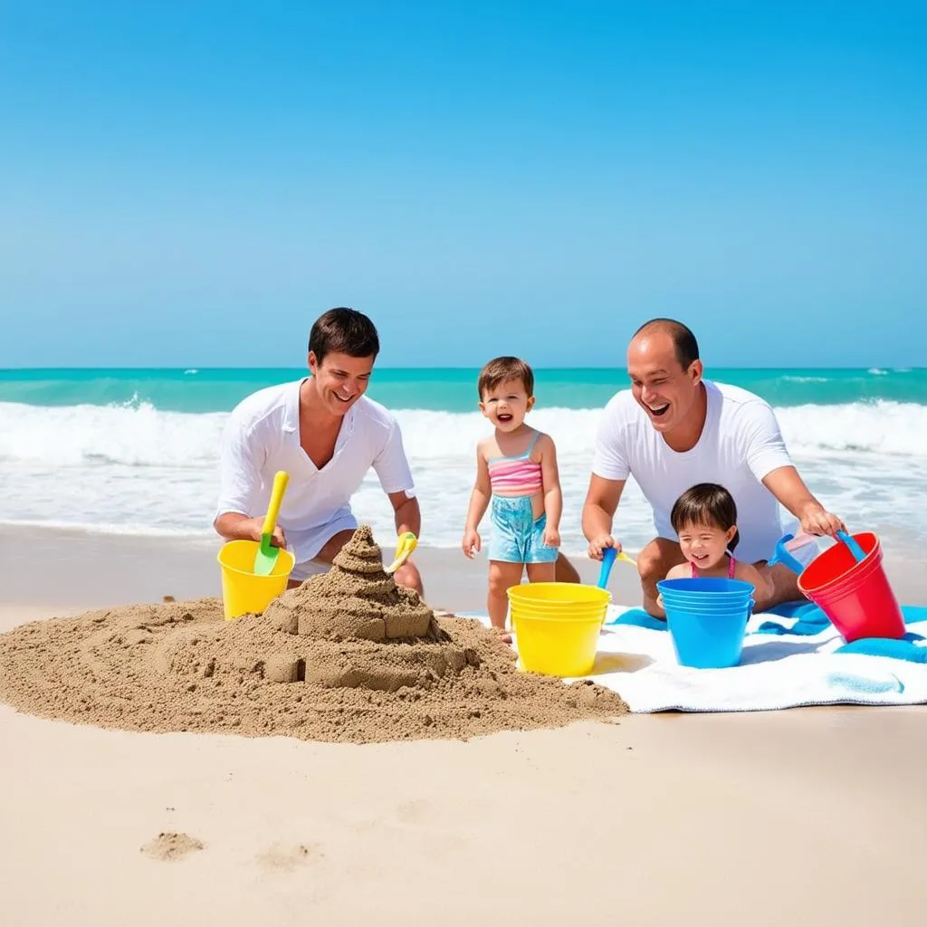 Family enjoying a beach vacation