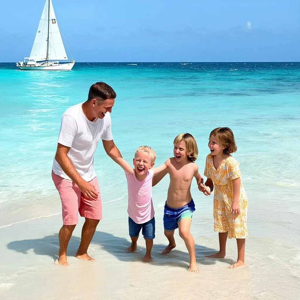 Family Enjoying a Beach Vacation