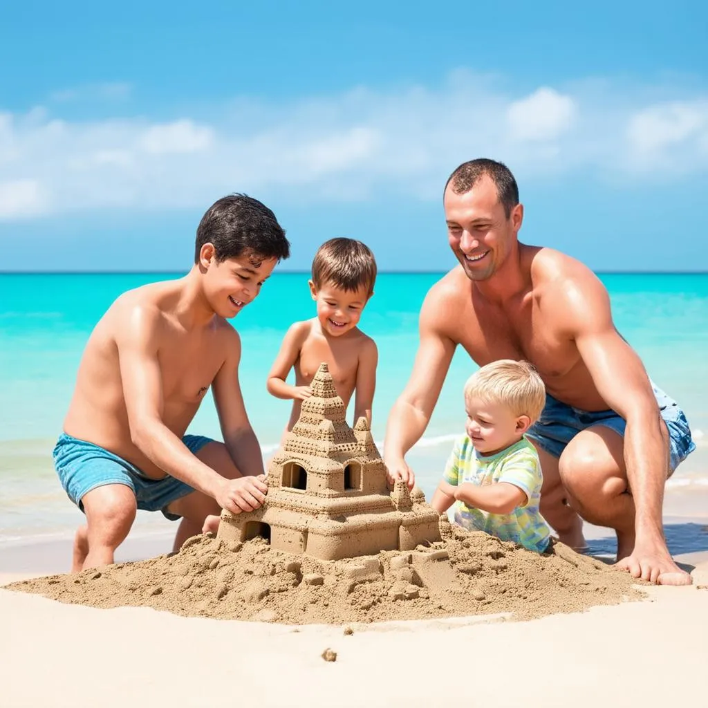 Family enjoying a beach vacation