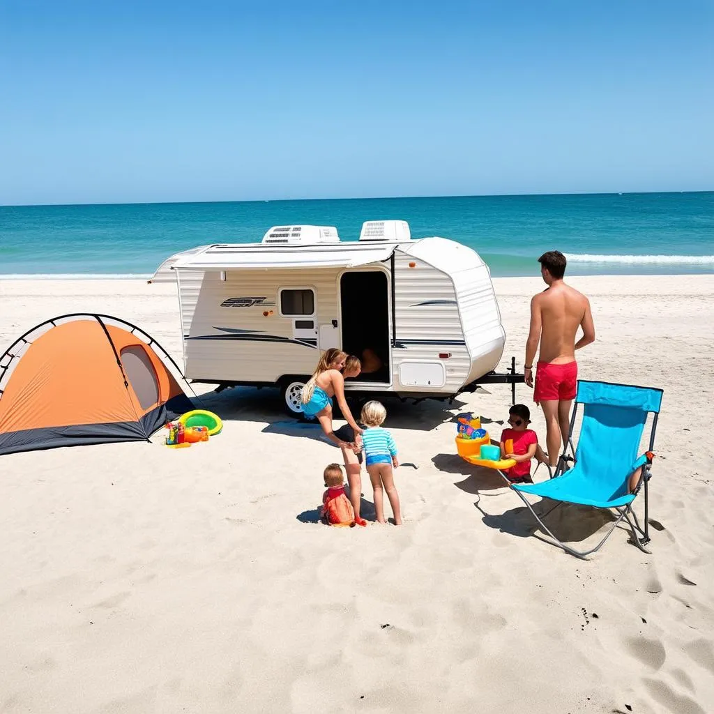 Family Camping at Beach