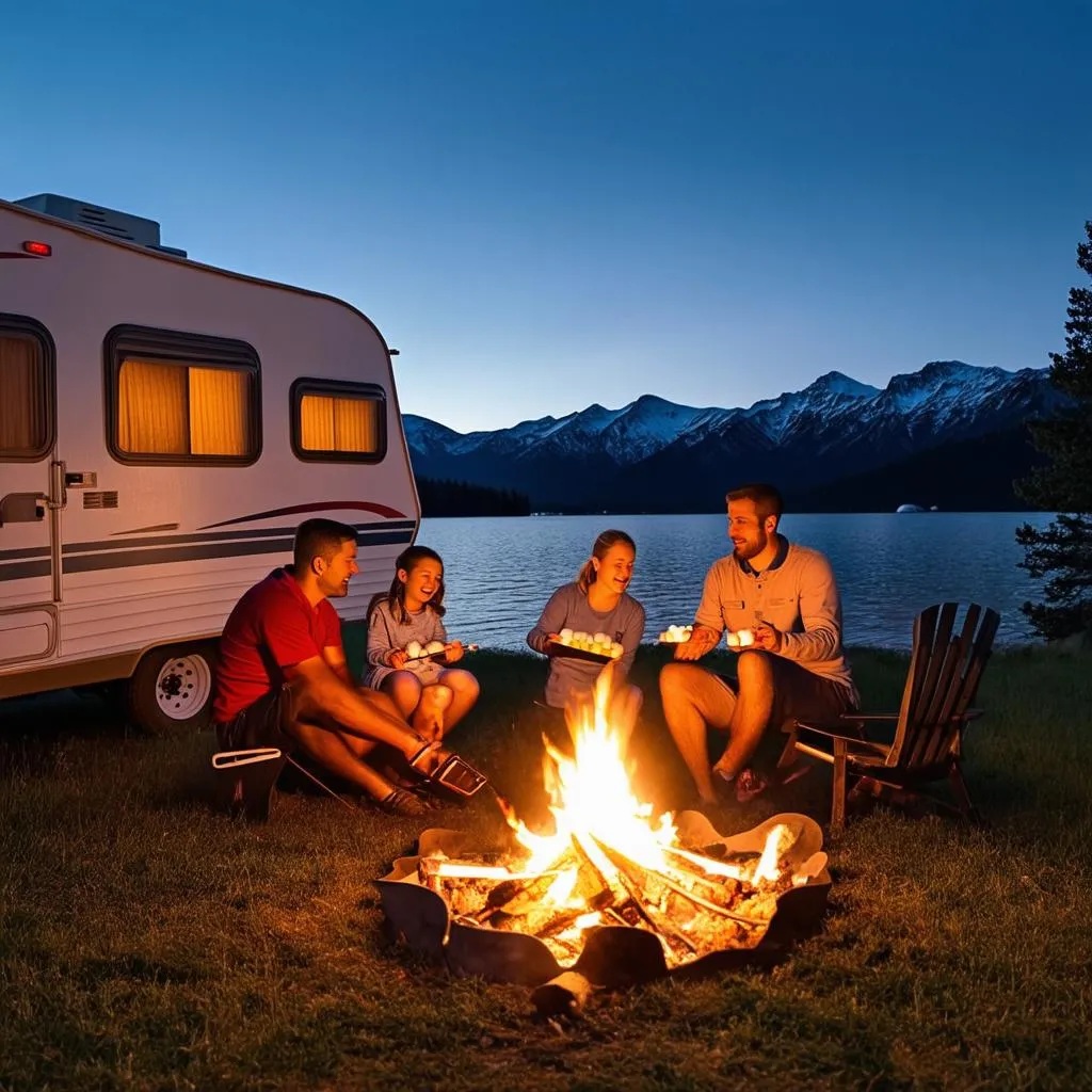 Family Camping with Travel Trailer