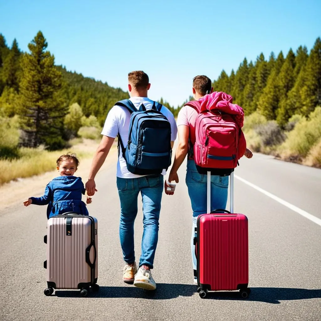 Family crossing US Canada border