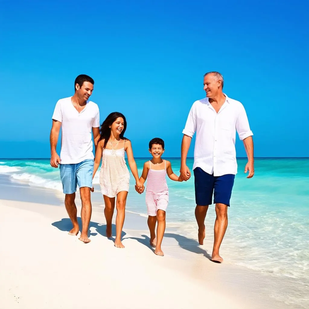 family enjoying a beach vacation