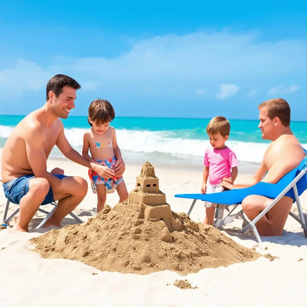 happy family on beach vacation