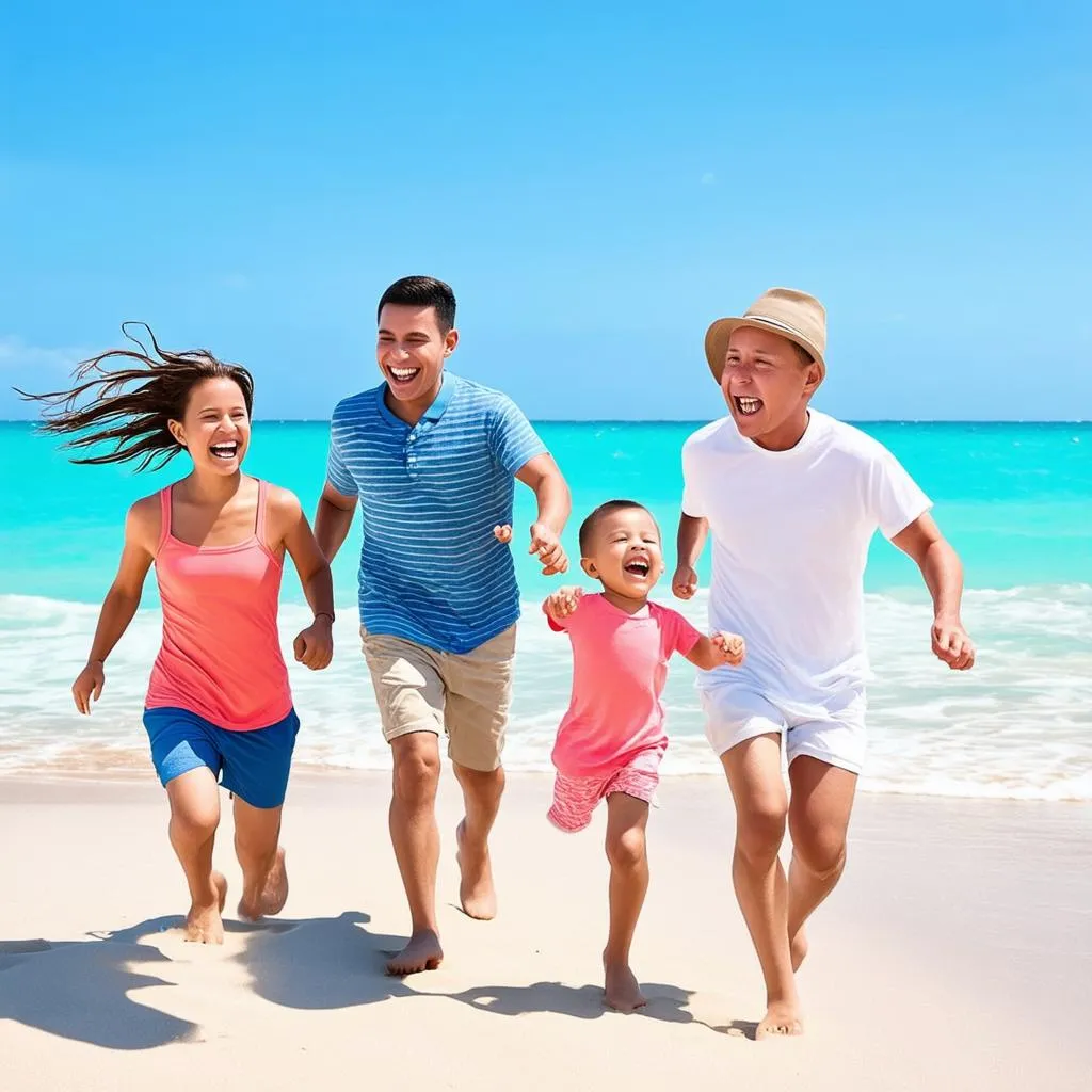 Family Enjoying Beach Vacation