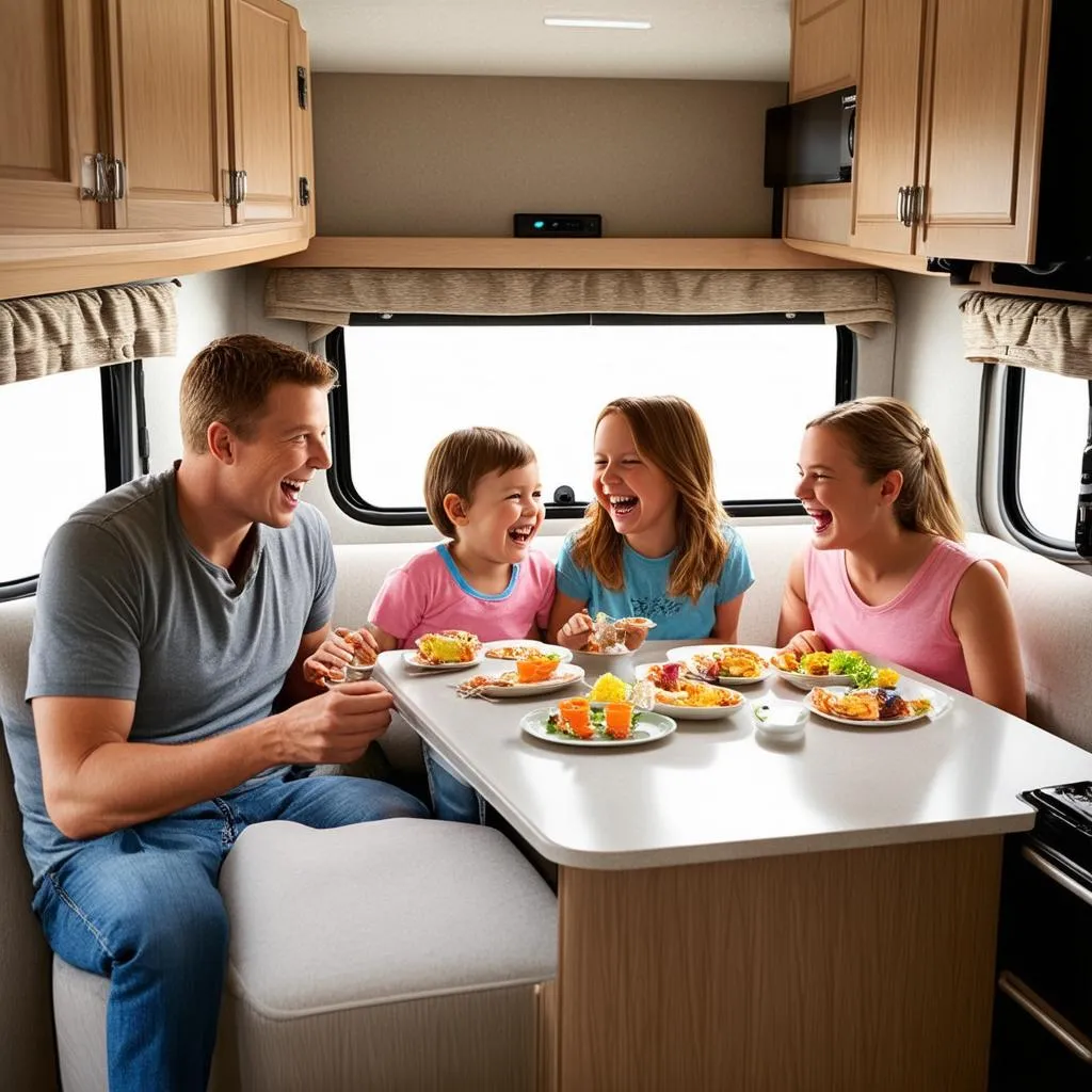 Family Enjoying Heartland Travel Trailer