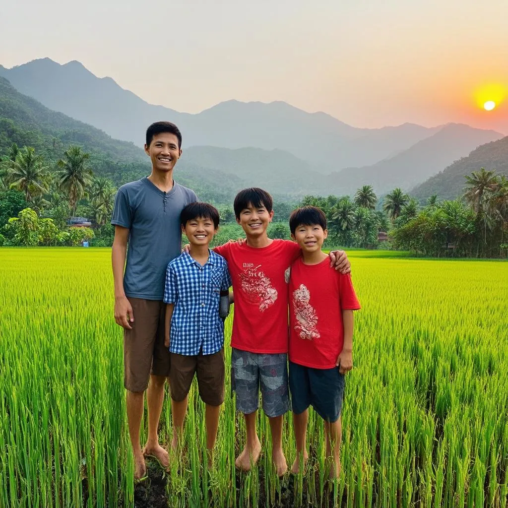 Family enjoying their vacation in Vietnam