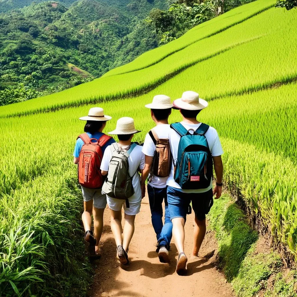 Family Exploring Banaue Rice Terraces 