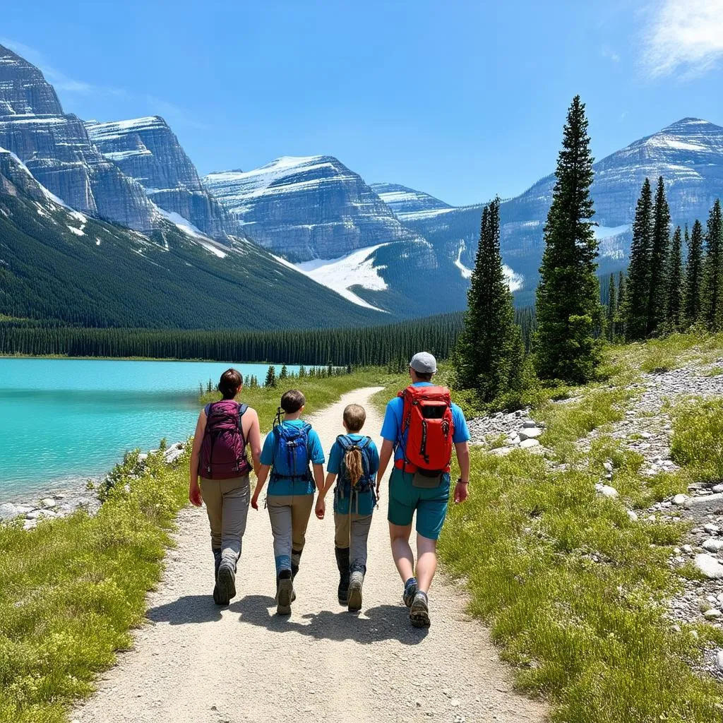 Family Exploring Banff National Park