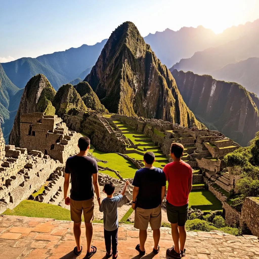 Family Exploring Machu Picchu