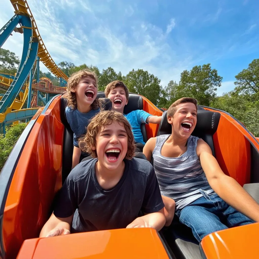 Family at a theme park