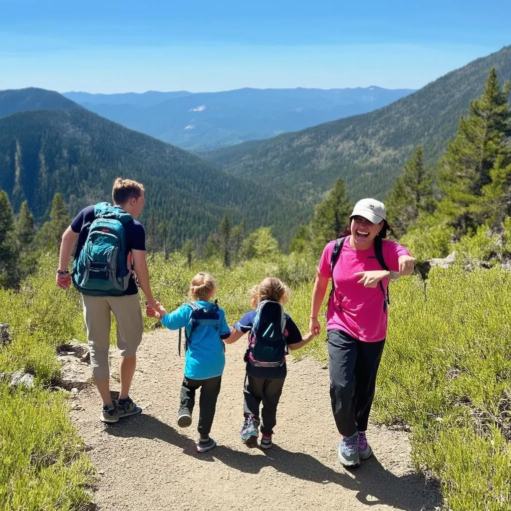 Family Hiking Mountain Trail