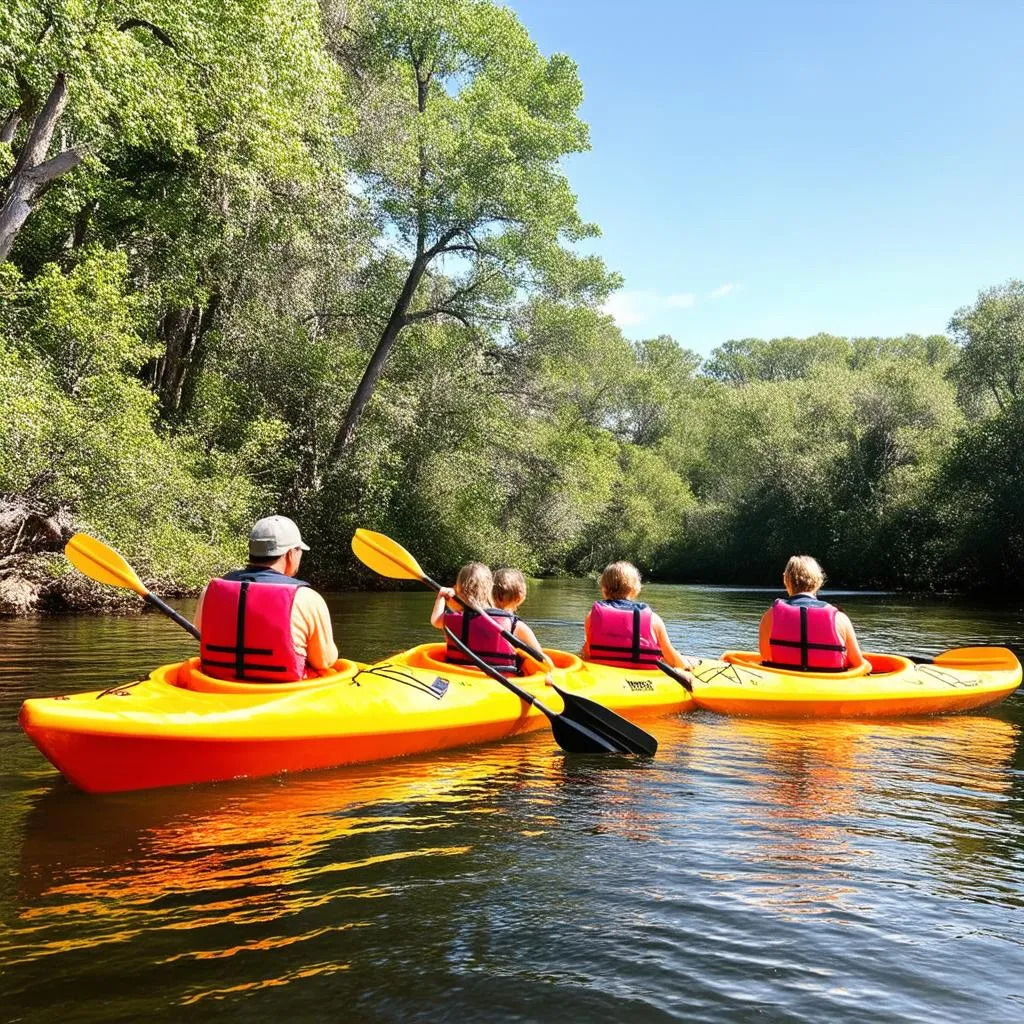 Family kayaking adventure