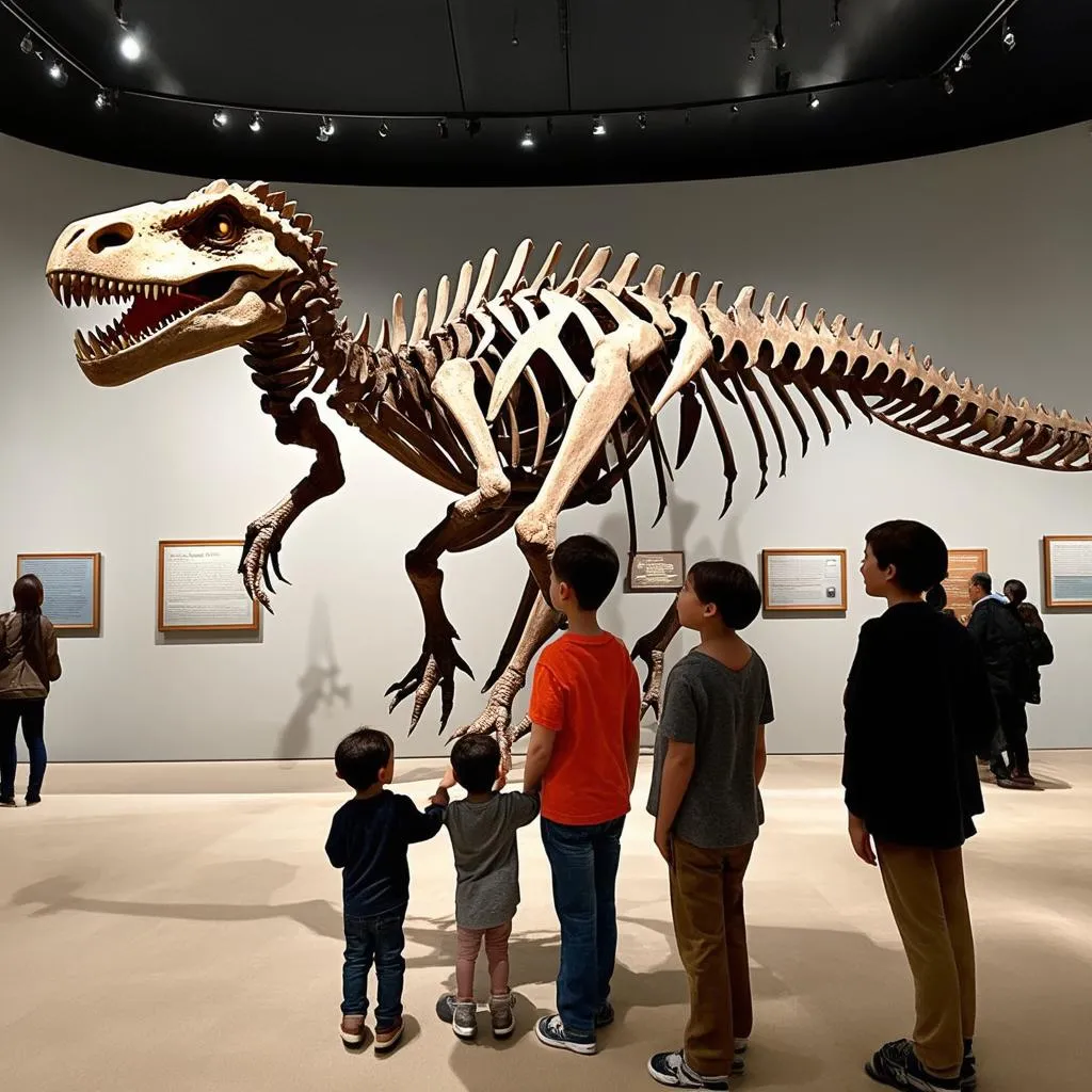 Family visiting Mysterious Fossil Town Museum