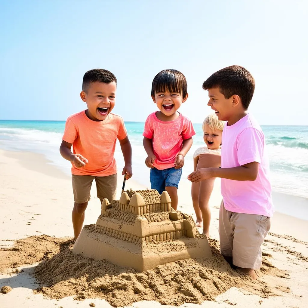 family on beach vacation