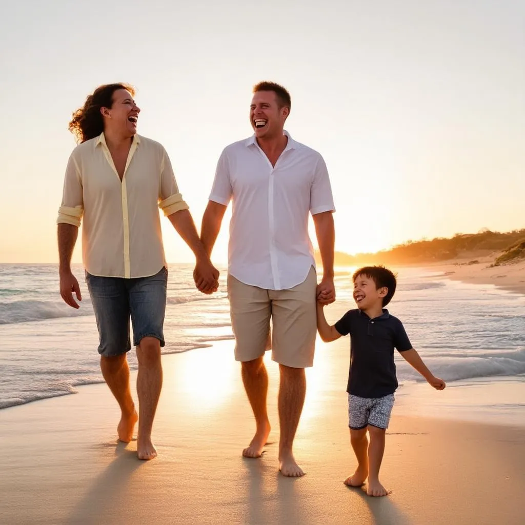 Family Enjoys a Beach Vacation