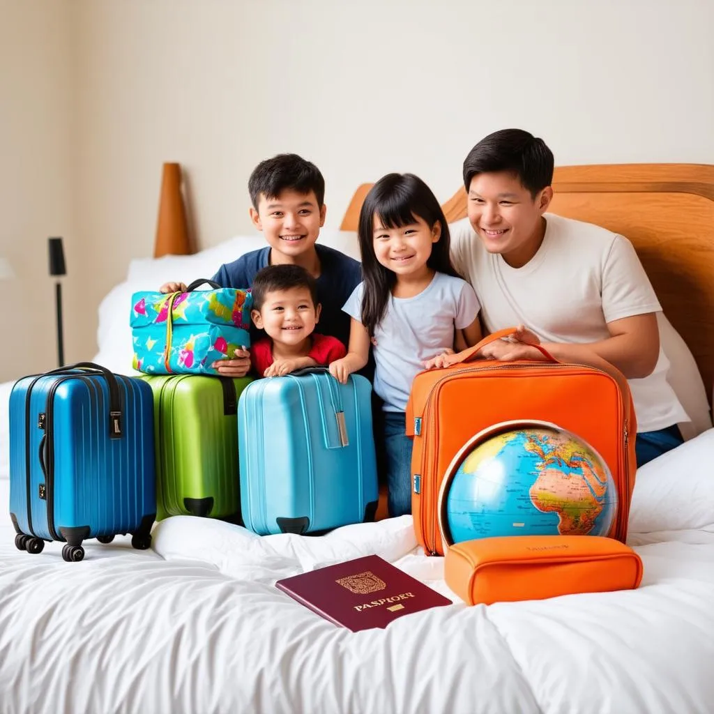 Family Packing Suitcases for Vacation