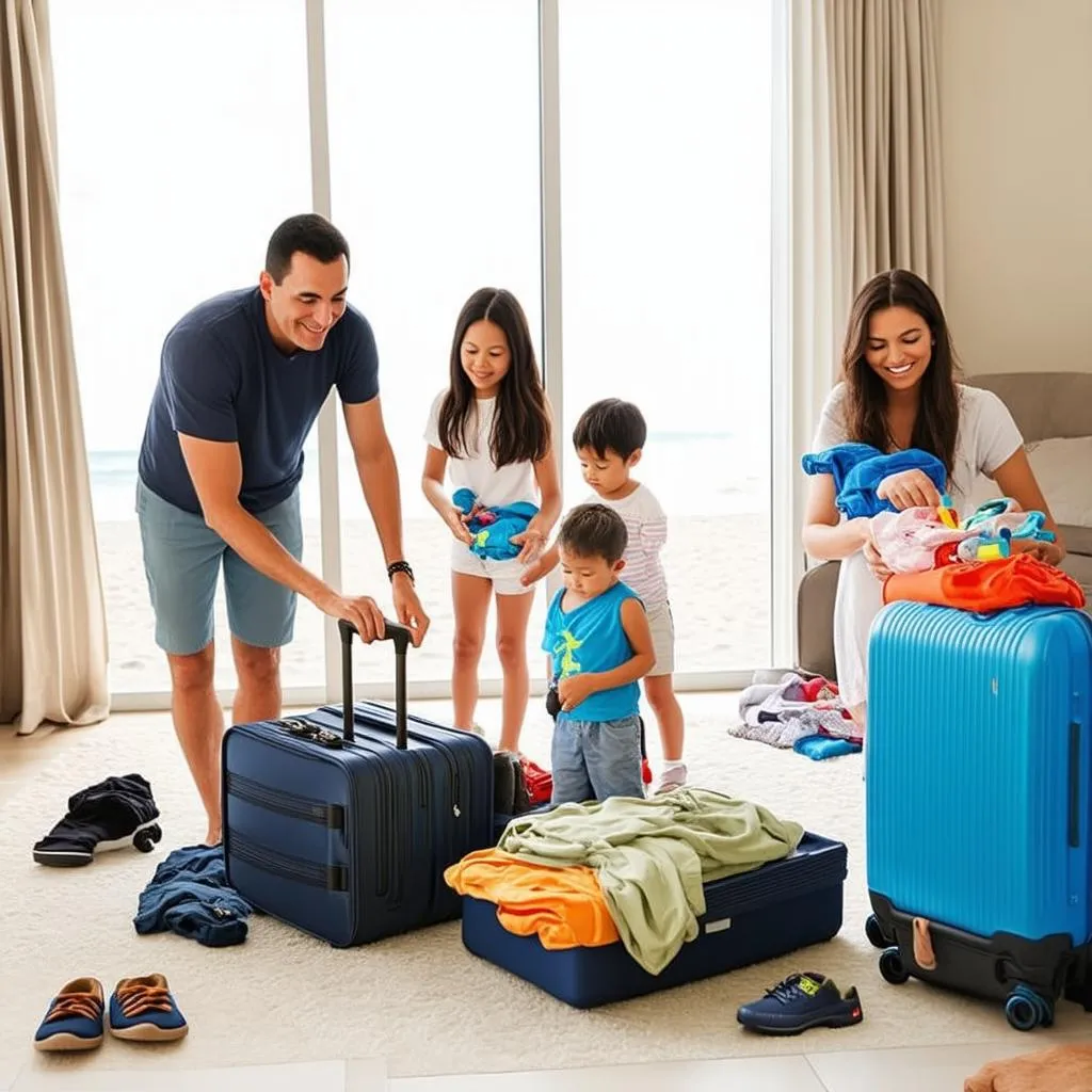 family packing for a trip