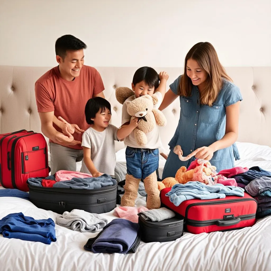 Family Packing Suitcases