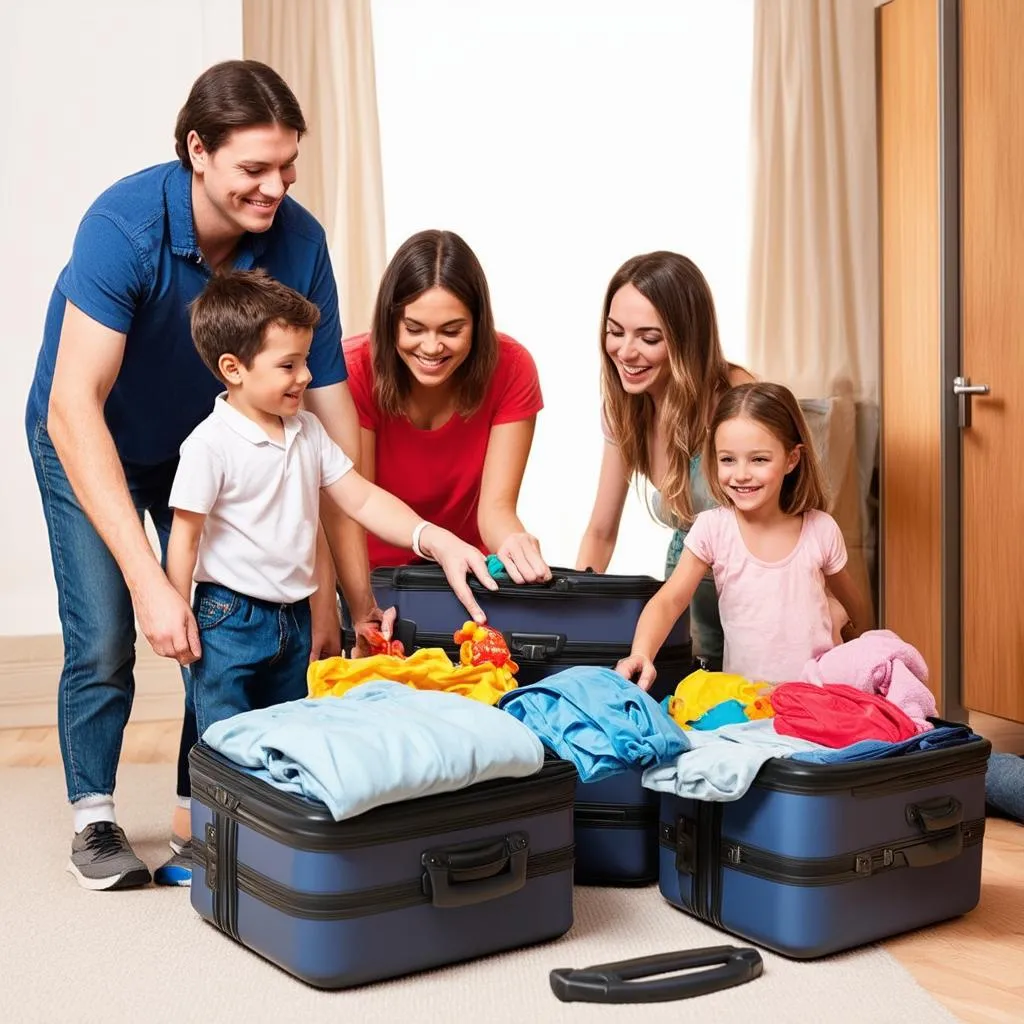 Family Packing Suitcases