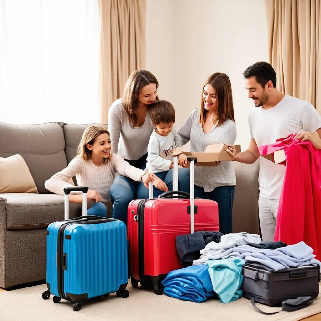 Family Packing Suitcases