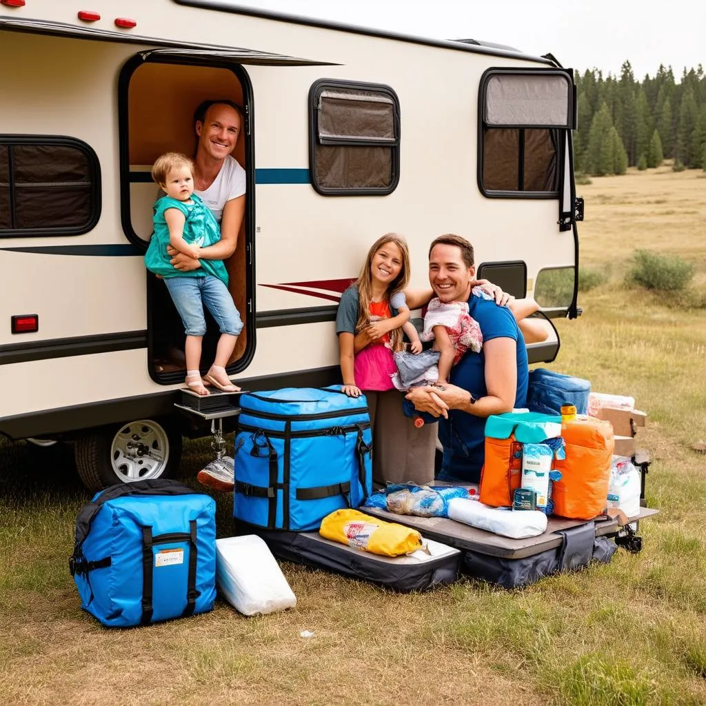 Family Packing Travel Trailer