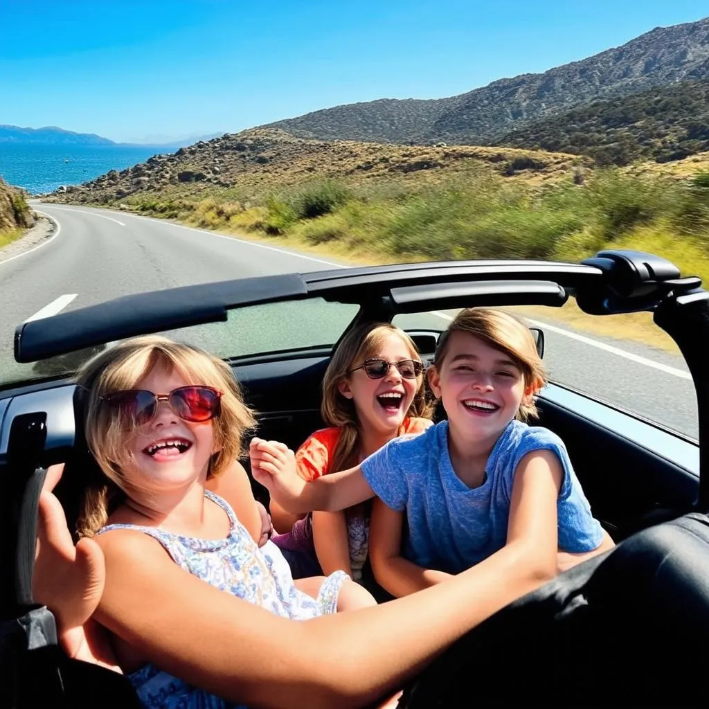 Family Road Trip in Convertible