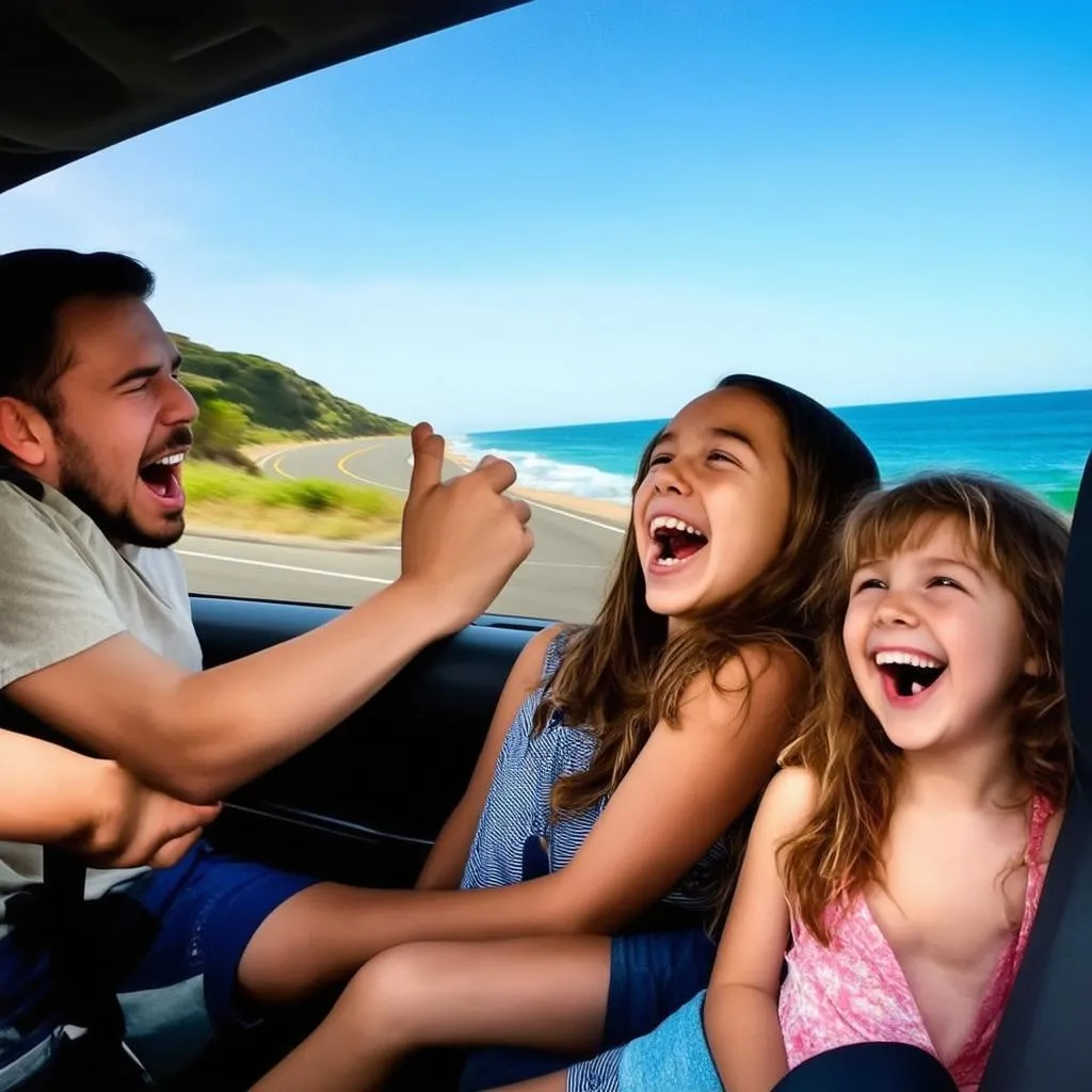 Family Enjoying Road Trip