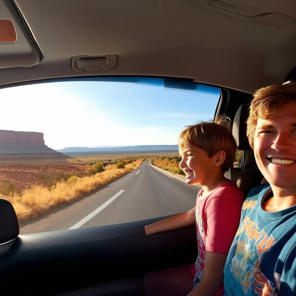 Family on a road trip across the United States