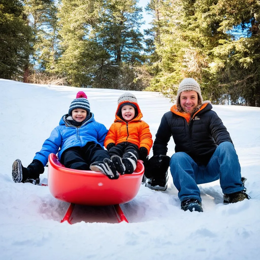 Family sledding