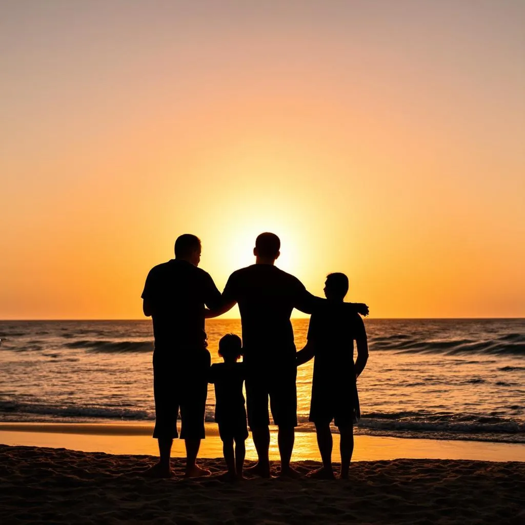 Family on the Beach at Sunset