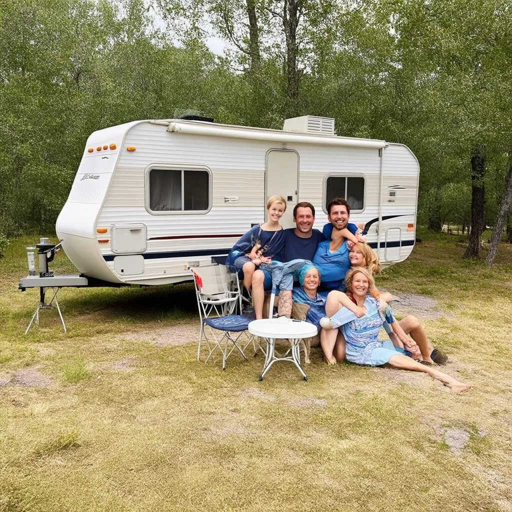 Family Enjoying Travel Trailer Trip