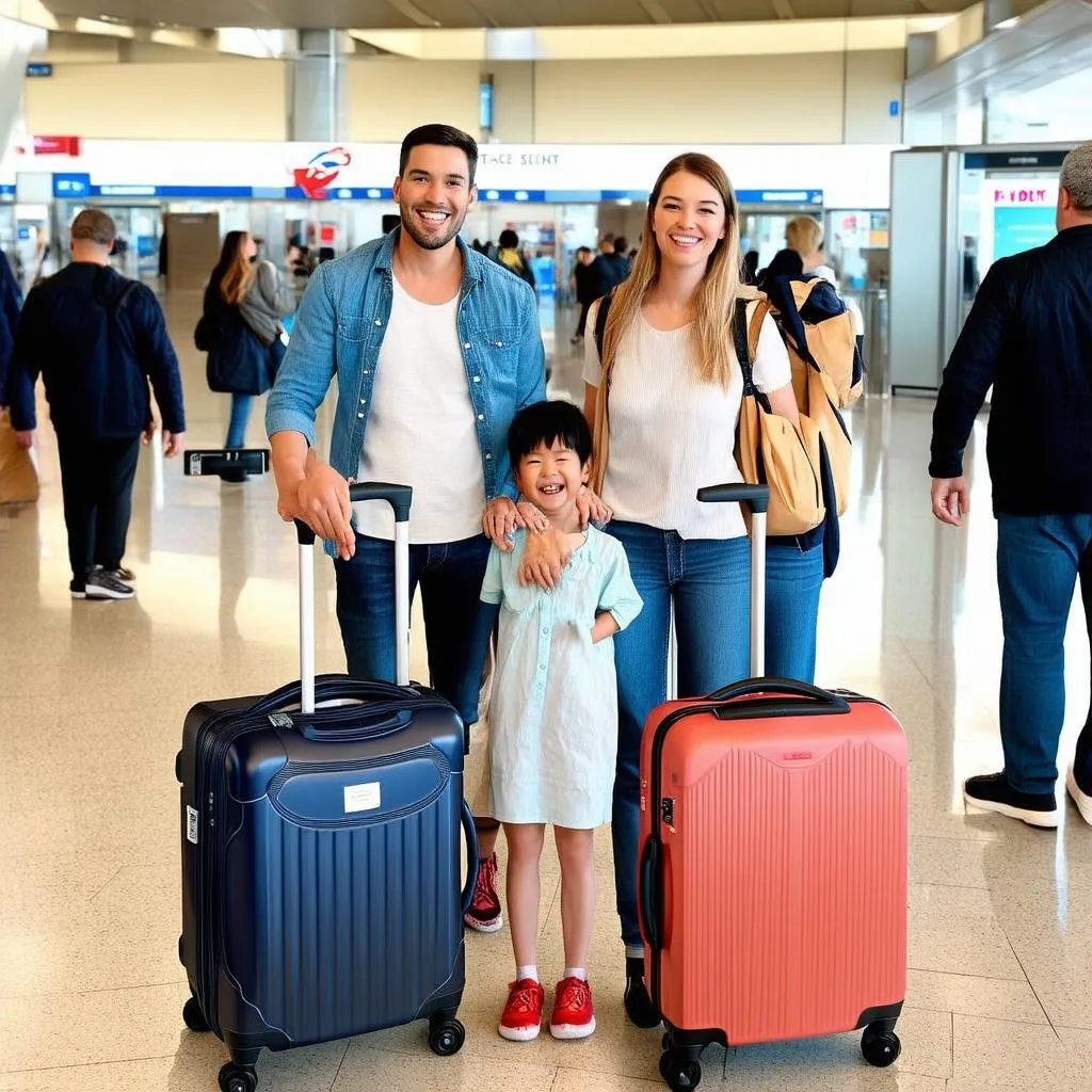 family at the airport