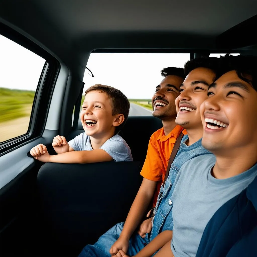 Family Traveling in a Car