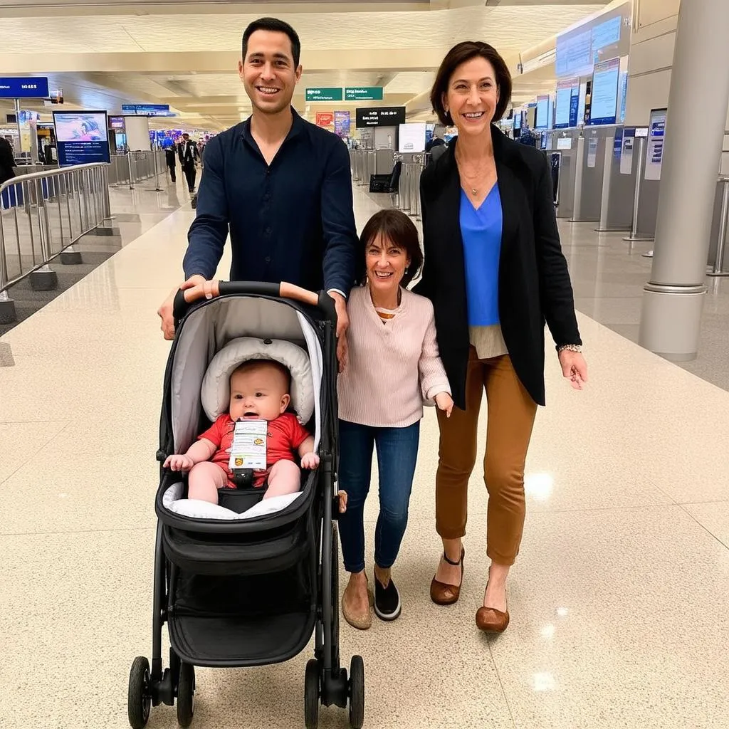 Happy Family Traveling with Baby