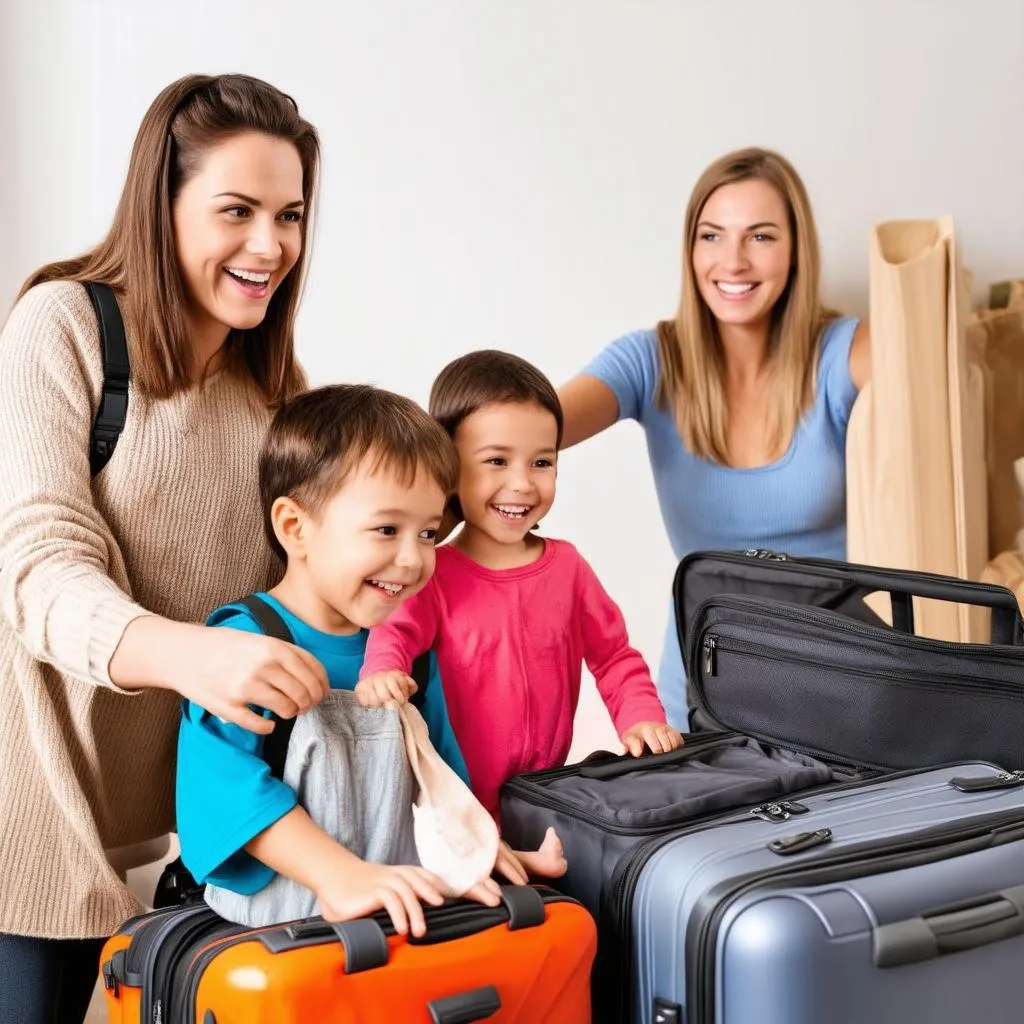 Family preparing for a trip