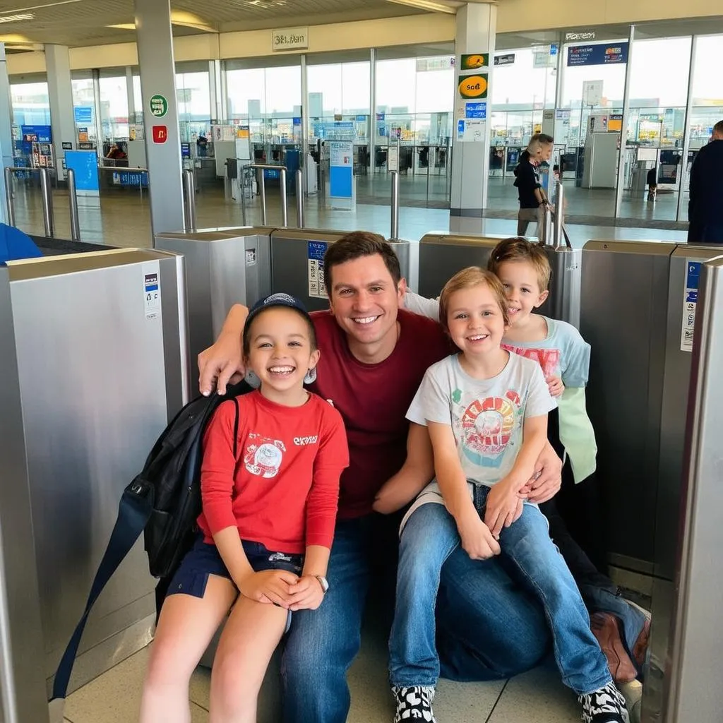 Family at airport