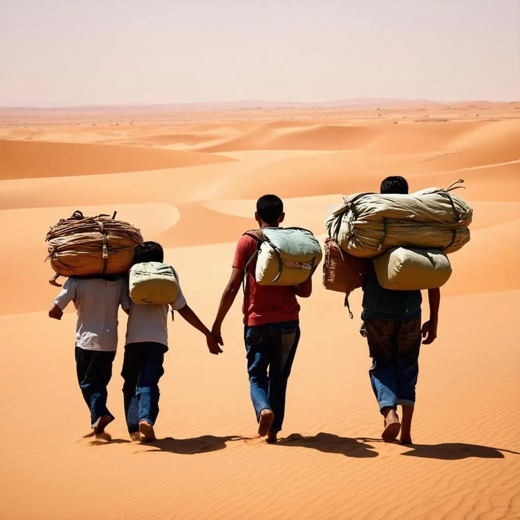 Family Walking Desert